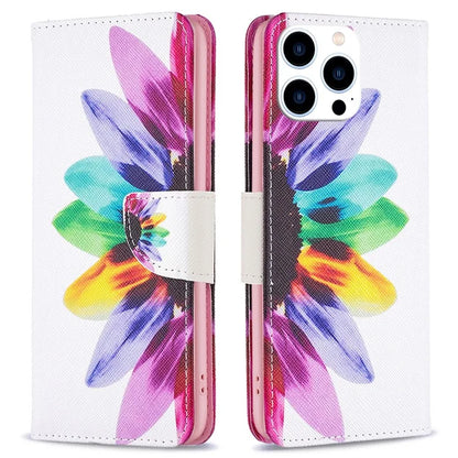 For iPhone 16 Pro Leather Case Pattern Printing Wallet Stand Phone Cover