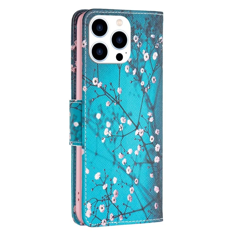 For iPhone 16 Pro Leather Case Pattern Printing Wallet Stand Phone Cover