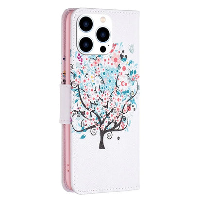 For iPhone 16 Pro Leather Case Pattern Printing Wallet Stand Phone Cover