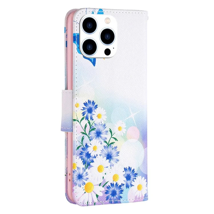 For iPhone 16 Pro Leather Case Pattern Printing Wallet Stand Phone Cover