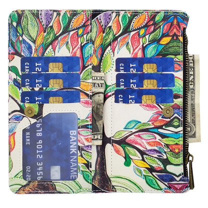 BF03 For iPhone 16 Pro Case Pattern Print PU Leather Phone Cover with Zipper Wallet
