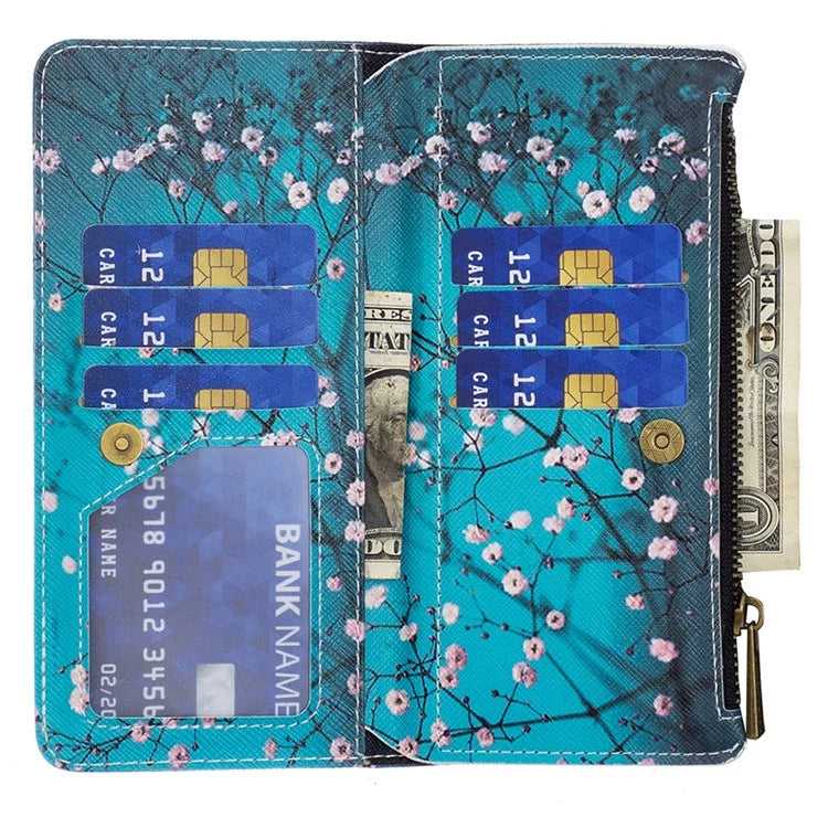 BF03 For iPhone 16 Pro Case Pattern Print PU Leather Phone Cover with Zipper Wallet