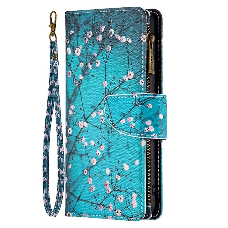 BF03 For iPhone 16 Pro Case Pattern Print PU Leather Phone Cover with Zipper Wallet