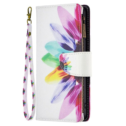 BF03 For iPhone 16 Pro Case Pattern Print PU Leather Phone Cover with Zipper Wallet