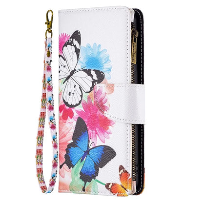 BF03 For iPhone 16 Pro Case Pattern Print PU Leather Phone Cover with Zipper Wallet