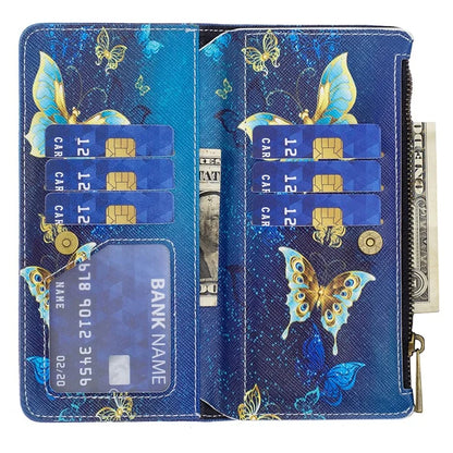 BF03 For iPhone 16 Pro Case Pattern Print PU Leather Phone Cover with Zipper Wallet