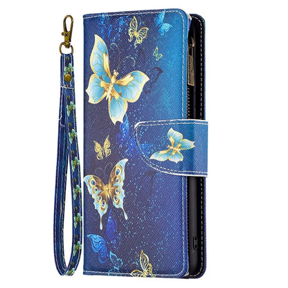 BF03 For iPhone 16 Pro Case Pattern Print PU Leather Phone Cover with Zipper Wallet