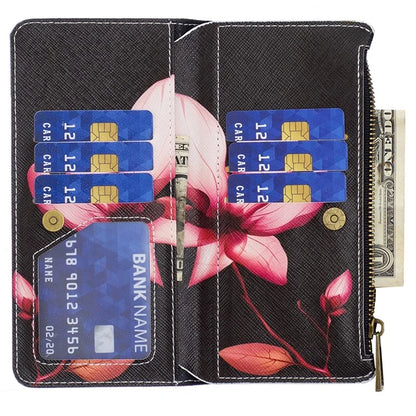 BF03 For iPhone 16 Pro Case Pattern Print PU Leather Phone Cover with Zipper Wallet