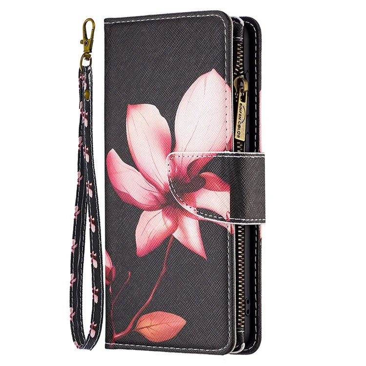 BF03 For iPhone 16 Pro Case Pattern Print PU Leather Phone Cover with Zipper Wallet