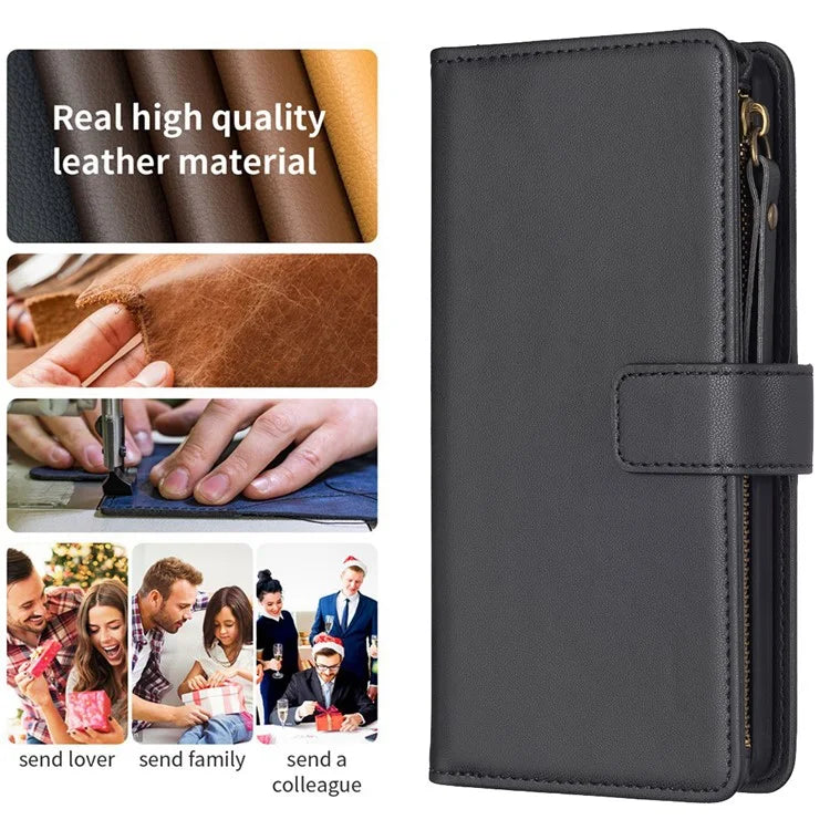 BF Style-19 for iPhone 16 Pro Case Zipper Wallet Leather Phone Cover