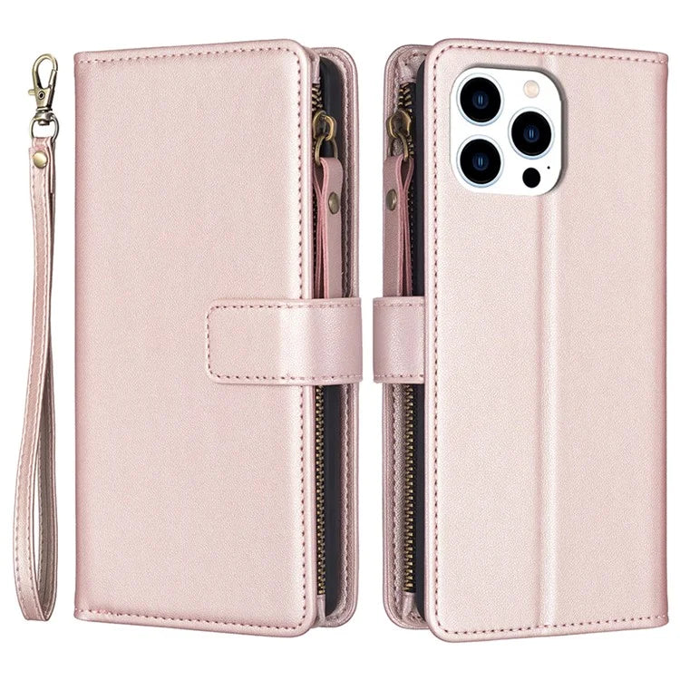 BF Style-19 for iPhone 16 Pro Case Zipper Wallet Leather Phone Cover
