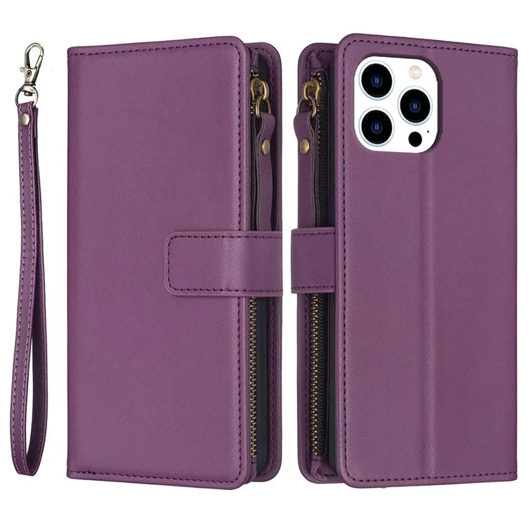 BF Style-19 for iPhone 16 Pro Case Zipper Wallet Leather Phone Cover