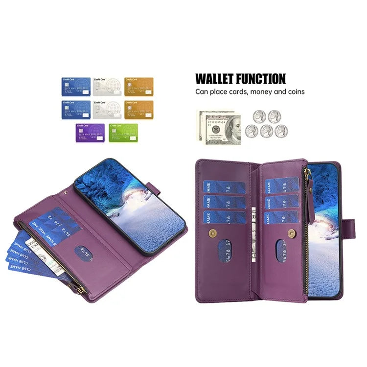 BF Style-19 for iPhone 16 Pro Case Zipper Wallet Leather Phone Cover