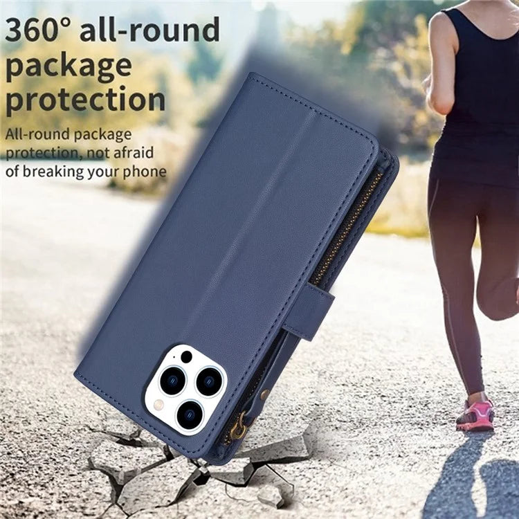 BF Style-19 for iPhone 16 Pro Case Zipper Wallet Leather Phone Cover