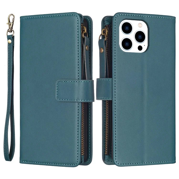 BF Style-19 for iPhone 16 Pro Case Zipper Wallet Leather Phone Cover