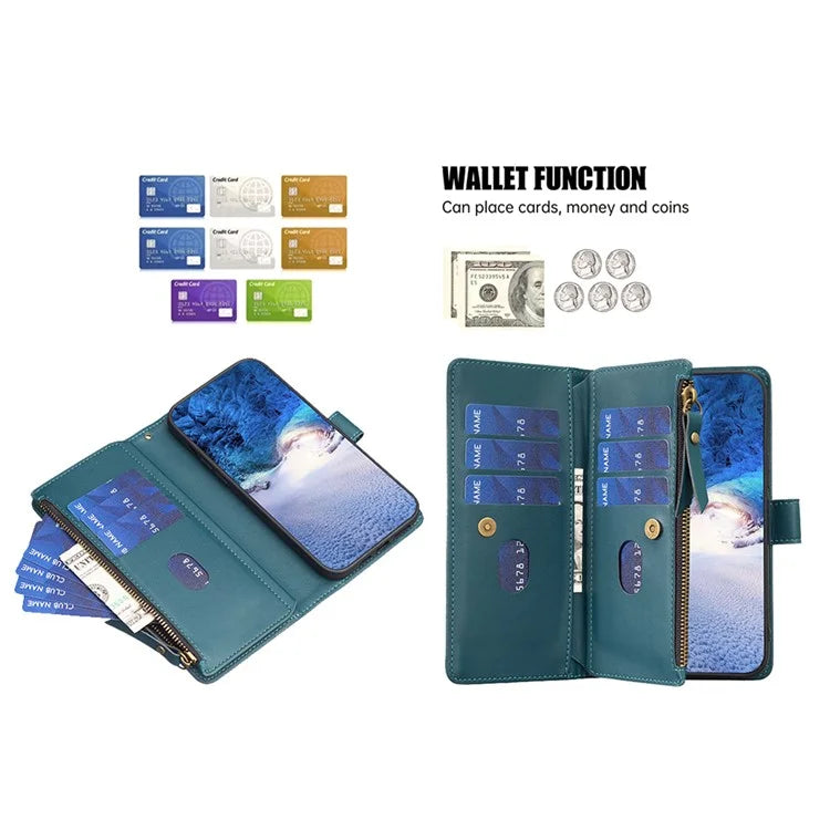 BF Style-19 for iPhone 16 Pro Case Zipper Wallet Leather Phone Cover