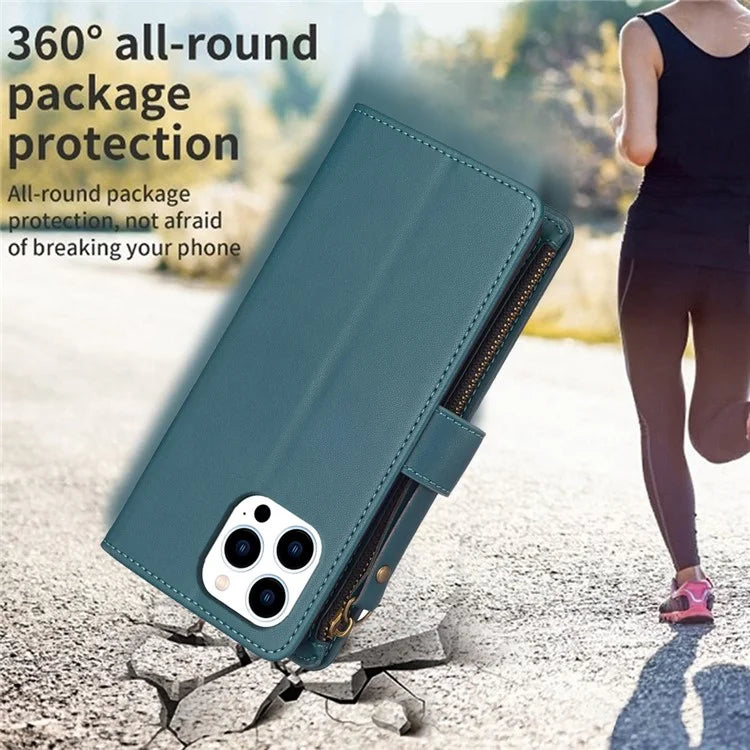 BF Style-19 for iPhone 16 Pro Case Zipper Wallet Leather Phone Cover
