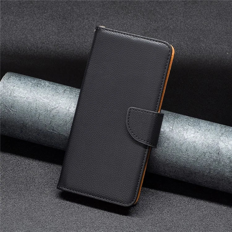 For iPhone 16 Pro Wallet Phone Case Litchi Texture Solid Color Leather Flip Cover