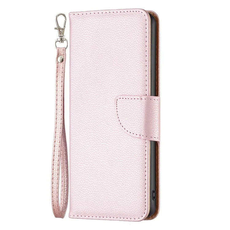 For iPhone 16 Pro Wallet Phone Case Litchi Texture Solid Color Leather Flip Cover