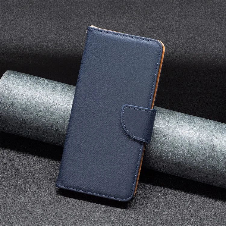 For iPhone 16 Pro Wallet Phone Case Litchi Texture Solid Color Leather Flip Cover