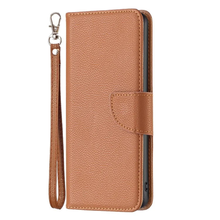 For iPhone 16 Pro Wallet Phone Case Litchi Texture Solid Color Leather Flip Cover