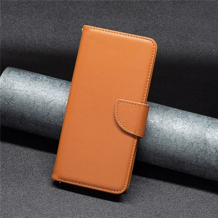 For iPhone 16 Pro Wallet Phone Case Litchi Texture Solid Color Leather Flip Cover