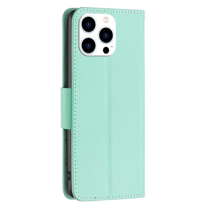 For iPhone 16 Pro Wallet Phone Case Litchi Texture Solid Color Leather Flip Cover