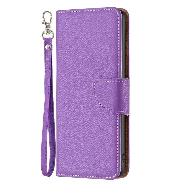 For iPhone 16 Pro Wallet Phone Case Litchi Texture Solid Color Leather Flip Cover