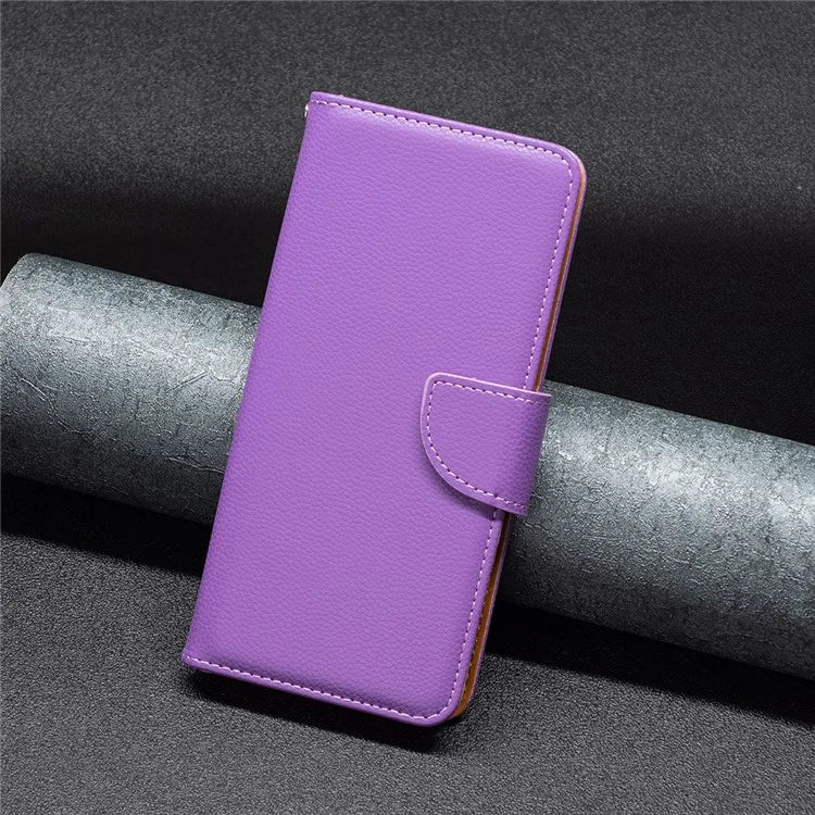 For iPhone 16 Pro Wallet Phone Case Litchi Texture Solid Color Leather Flip Cover