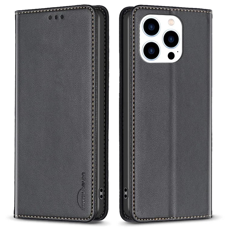BINFEN COLOR BF18 For iPhone 16 Pro Max Case Magnetic Closing Leather Phone Cover