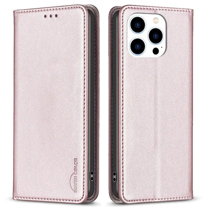 BINFEN COLOR BF18 For iPhone 16 Pro Max Case Magnetic Closing Leather Phone Cover