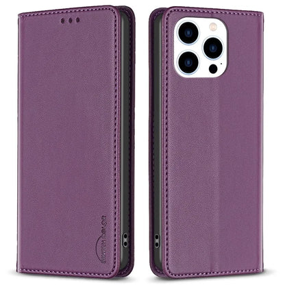 BINFEN COLOR BF18 For iPhone 16 Pro Max Case Magnetic Closing Leather Phone Cover