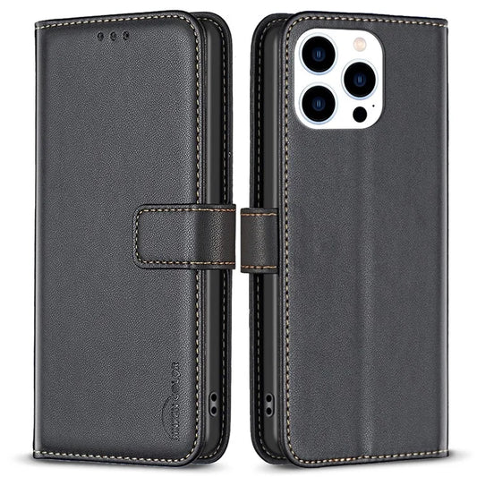 BINFEN COLOR BF17 For iPhone 16 Pro Max Case Flip Leather Wallet Phone Cover