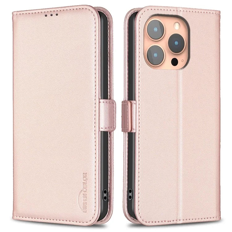 BINFEN COLOR BF31 For iPhone 16 Pro Max Case Dual Magnetic Clasp PU Leather Phone Cover