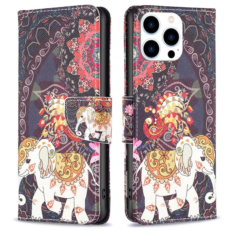 For iPhone 16 Pro Max Case Pattern Printing Leather Wallet Stand Phone Cover