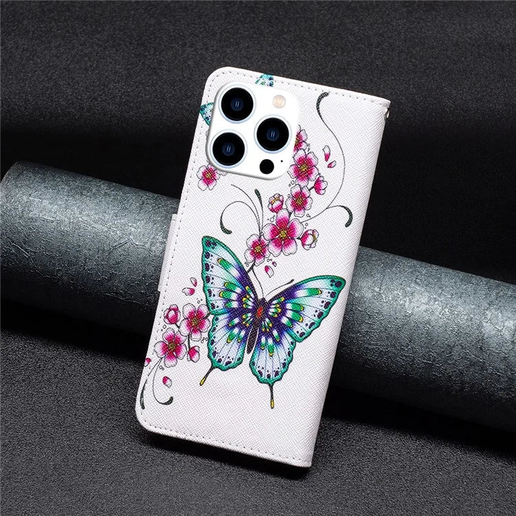 For iPhone 16 Pro Max Case Pattern Printing Leather Wallet Stand Phone Cover