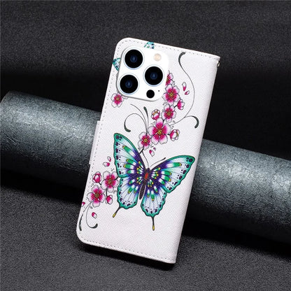 For iPhone 16 Pro Max Case Pattern Printing Leather Wallet Stand Phone Cover