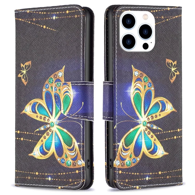 For iPhone 16 Pro Max Case Pattern Printing Leather Wallet Stand Phone Cover