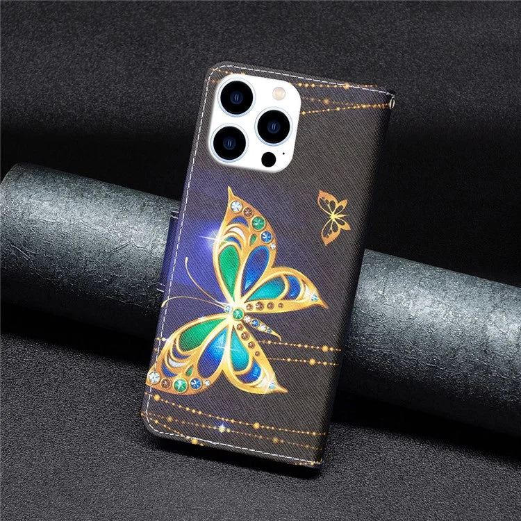 For iPhone 16 Pro Max Case Pattern Printing Leather Wallet Stand Phone Cover