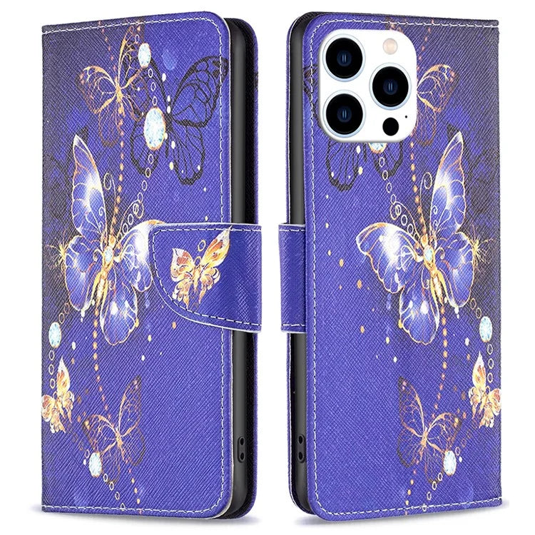 For iPhone 16 Pro Max Case Pattern Printing Leather Wallet Stand Phone Cover