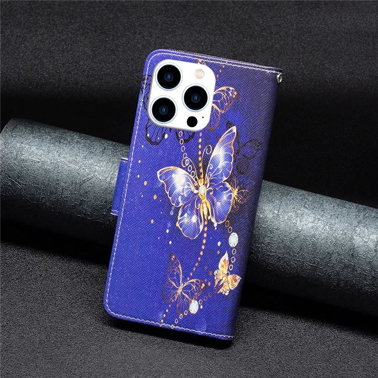 For iPhone 16 Pro Max Case Pattern Printing Leather Wallet Stand Phone Cover