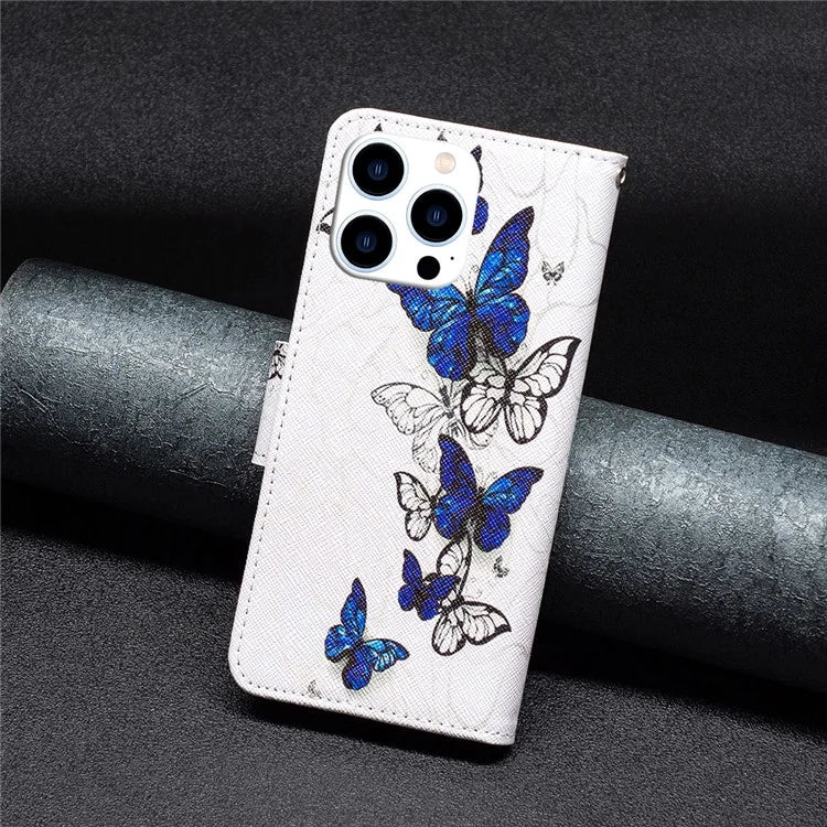 For iPhone 16 Pro Max Case Pattern Printing Leather Wallet Stand Phone Cover