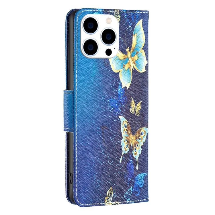 For iPhone 16 Pro Max Case Pattern Printing Leather Wallet Stand Phone Cover