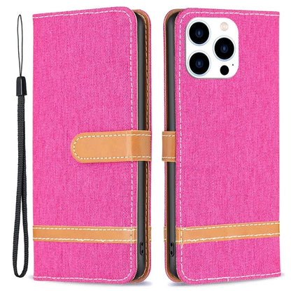 For iPhone 16 Pro Max Case Jeans Cloth Texture Leather Wallet Cover