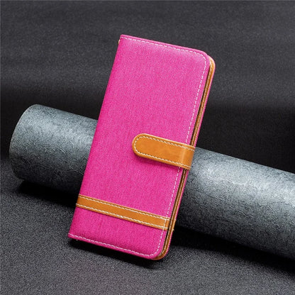 For iPhone 16 Pro Max Case Jeans Cloth Texture Leather Wallet Cover
