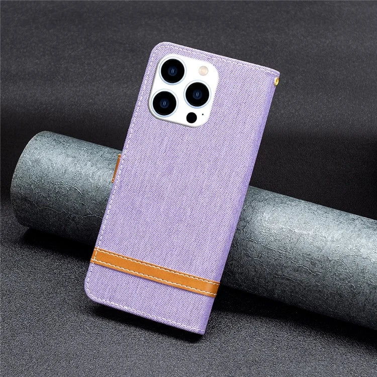 For iPhone 16 Pro Max Case Jeans Cloth Texture Leather Wallet Cover