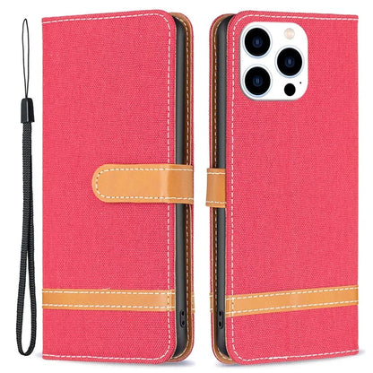 For iPhone 16 Pro Max Case Jeans Cloth Texture Leather Wallet Cover