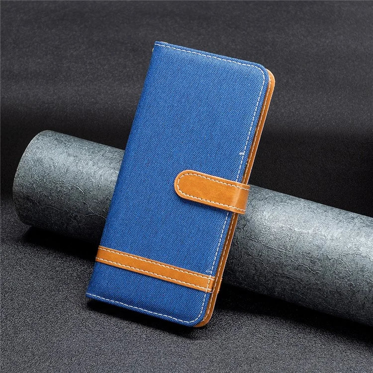For iPhone 16 Pro Max Case Jeans Cloth Texture Leather Wallet Cover