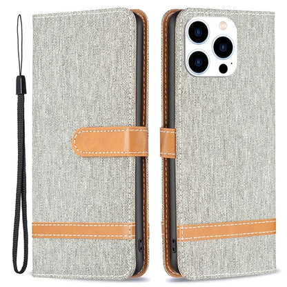 For iPhone 16 Pro Max Case Jeans Cloth Texture Leather Wallet Cover