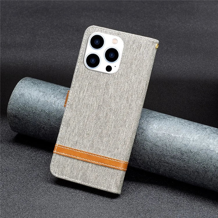 For iPhone 16 Pro Max Case Jeans Cloth Texture Leather Wallet Cover